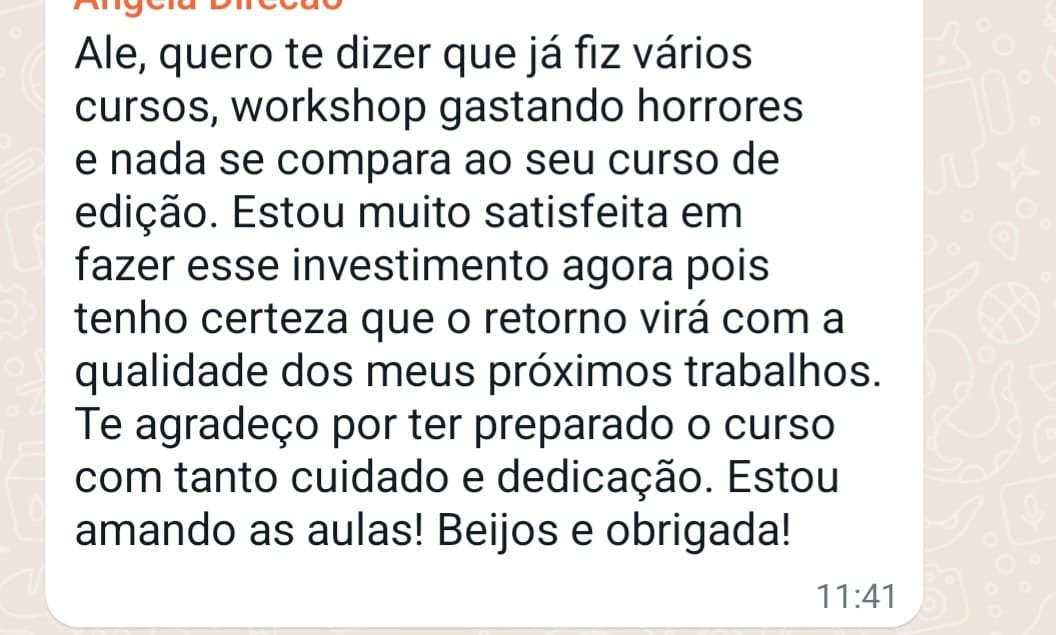 Depoimento de uma aluna do curso Edição em Minutos